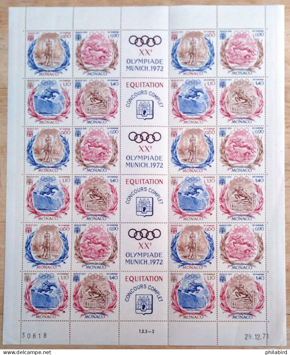 MONACO                               Feuille Complète N° 890/893                             NEUF** - Unused Stamps