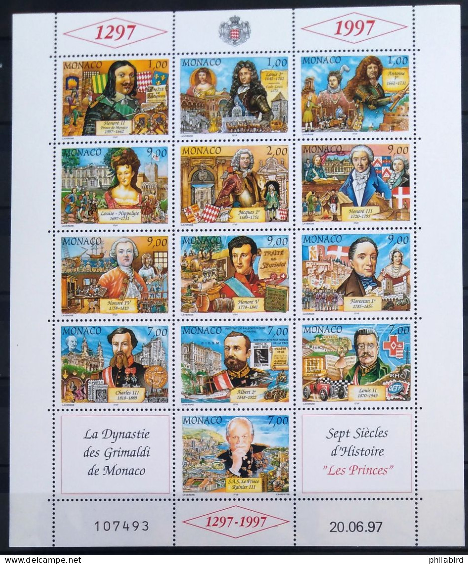 MONACO                               Feuille Complète N° 2112/2124                             NEUF** - Unused Stamps