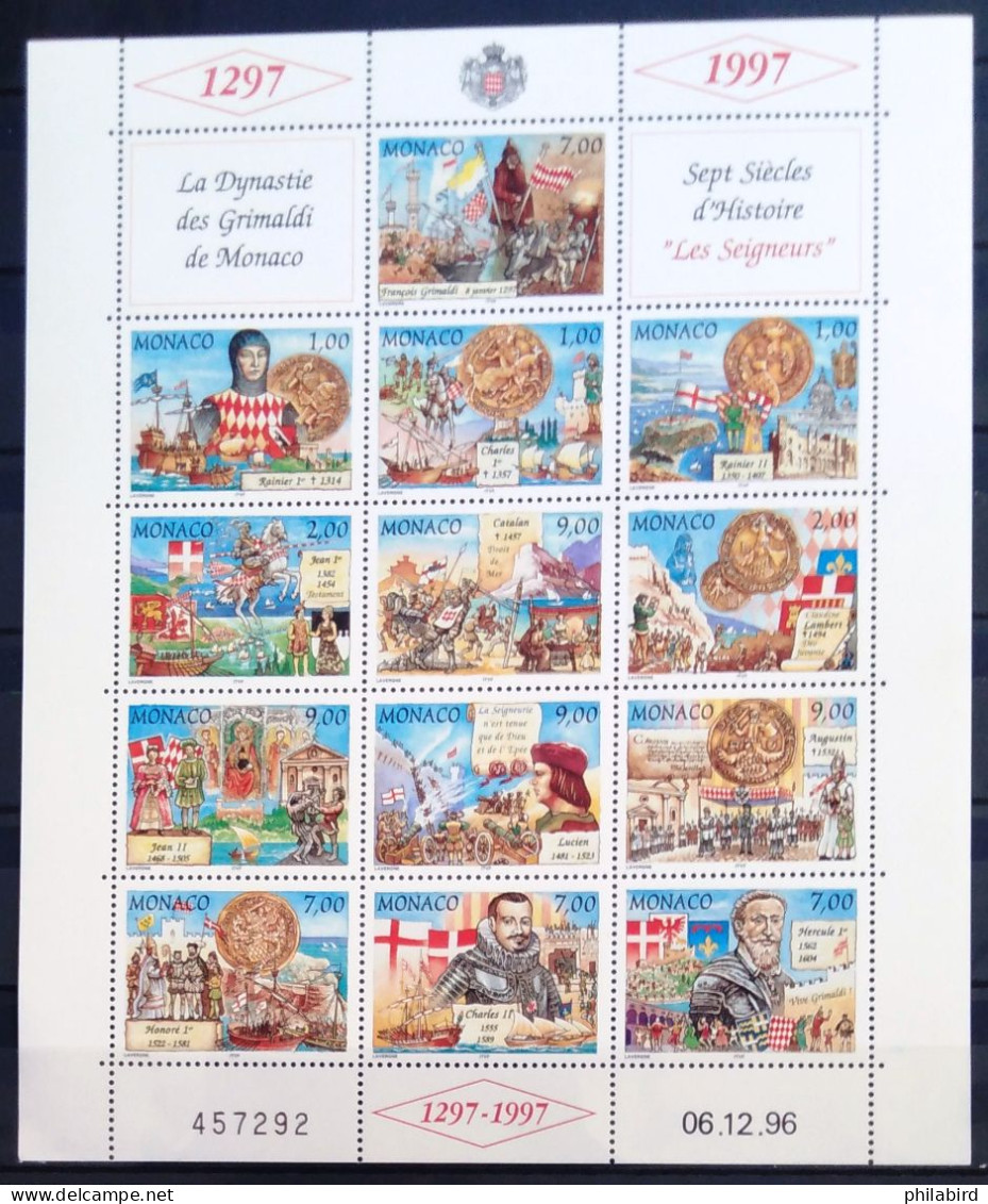 MONACO                               Feuille Complète N° 2089/2101                             NEUF** - Unused Stamps