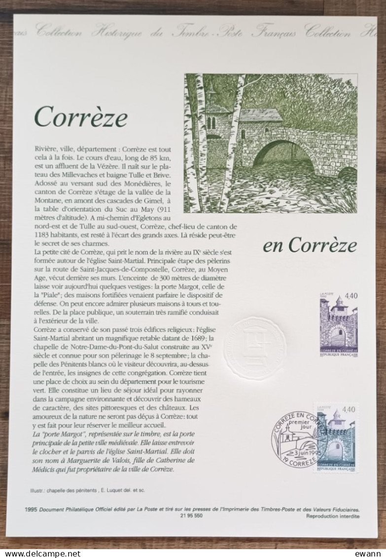 COLLECTION HISTORIQUE DU TIMBRE - YT N°2957 - CORREZE - 1995 - 1990-1999