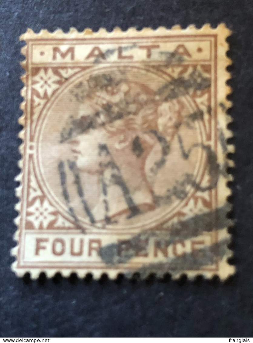 MALTA  SG 27  4d Brown FU - Malte (...-1964)