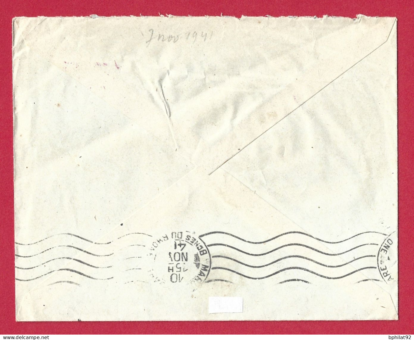 !!! SÉNÉGAL, LETTRE FM PAR AVION DE LA BASE AÉRONAVALE DE DAKAR POUR LA FRANCE DE 1941 AVEC CACHET DE LA MARINE EN AOF - Storia Postale