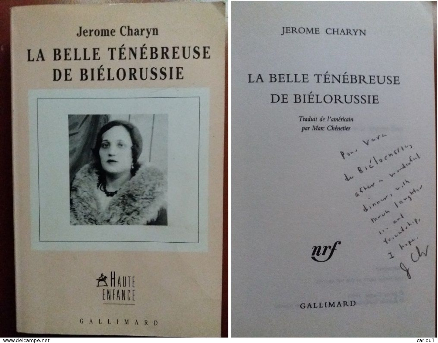 C1 Jerome CHARYN La BELLE TENEBREUSE DE BIELORUSSIE 1996 Dedicace ENVOI SIGNED  PORT INCLUS FRANCE - Autographed