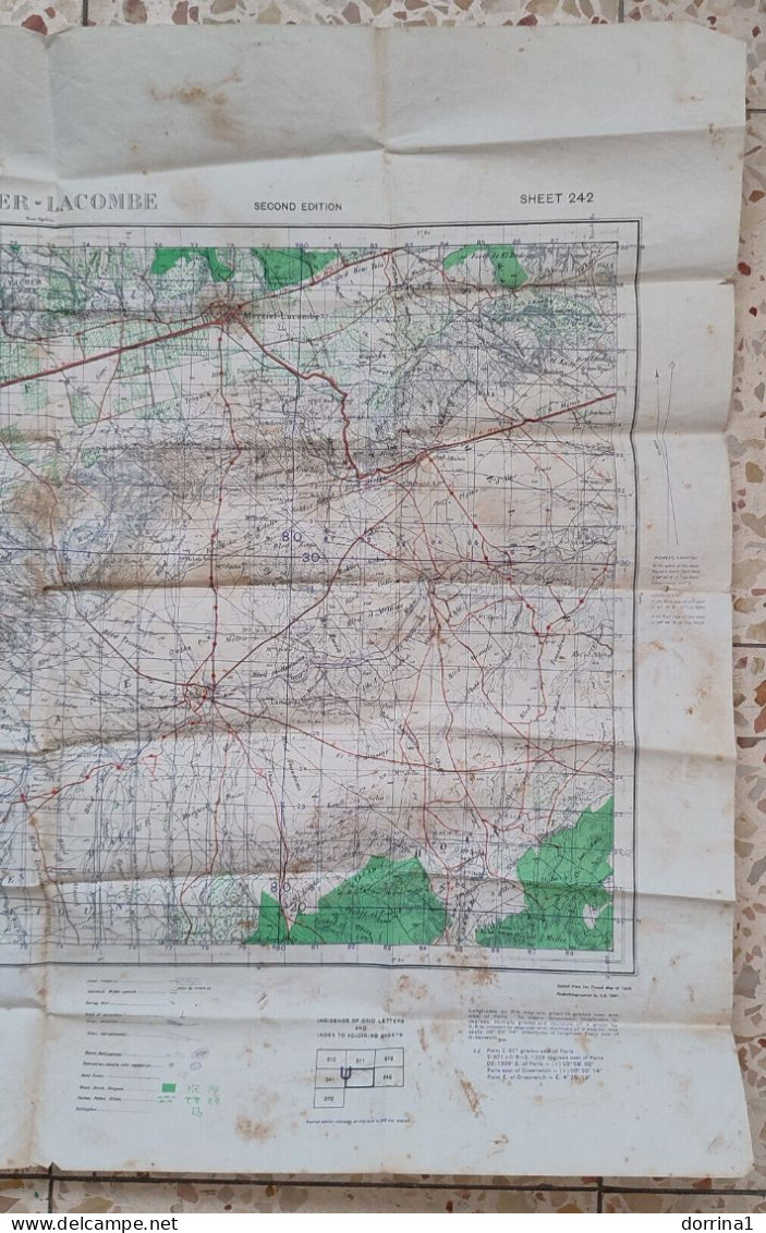 Map Merchant Lacombe Algeria North Africa Second Edition 75x60cm - USED STAINS - Sonstige & Ohne Zuordnung