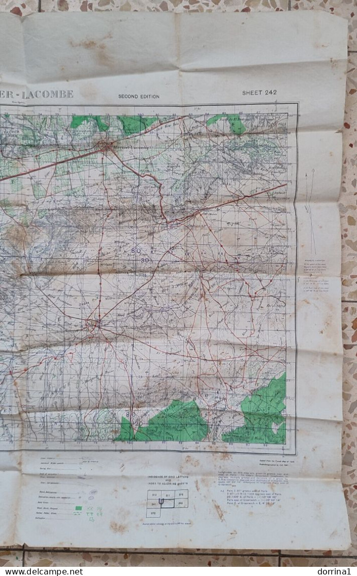 Map Merchant Lacombe Algeria North Africa Second Edition 75x60cm - USED STAINS - Andere & Zonder Classificatie