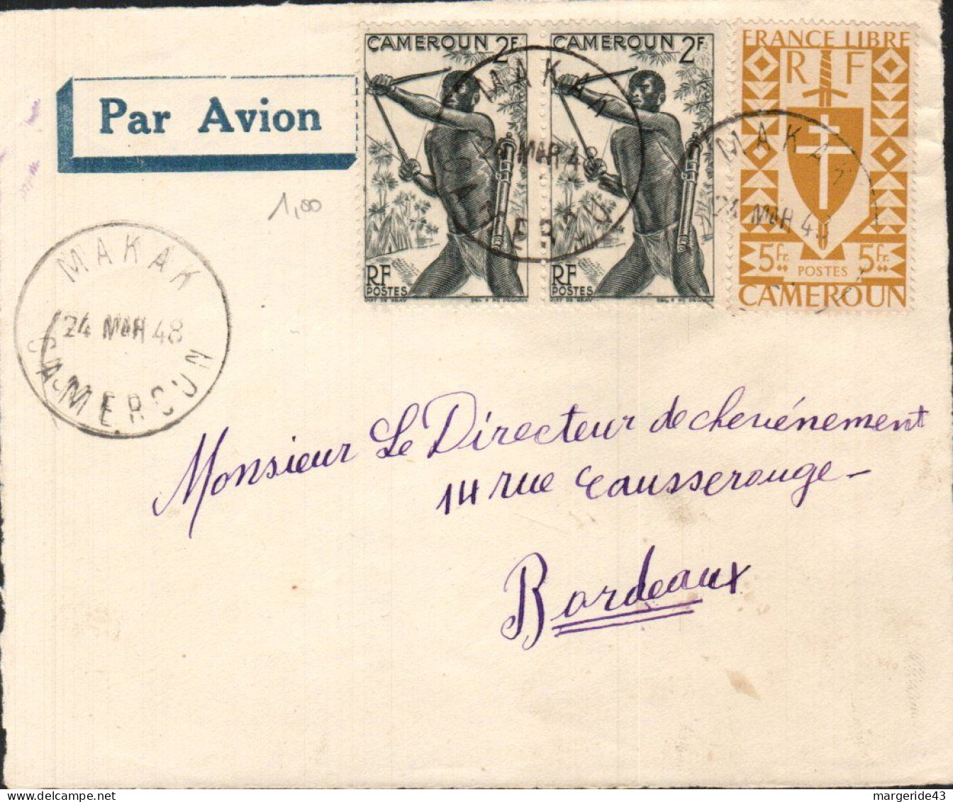 CAMEROUN DEVANT DE LETTRE DE MAKAK 1948 - Storia Postale