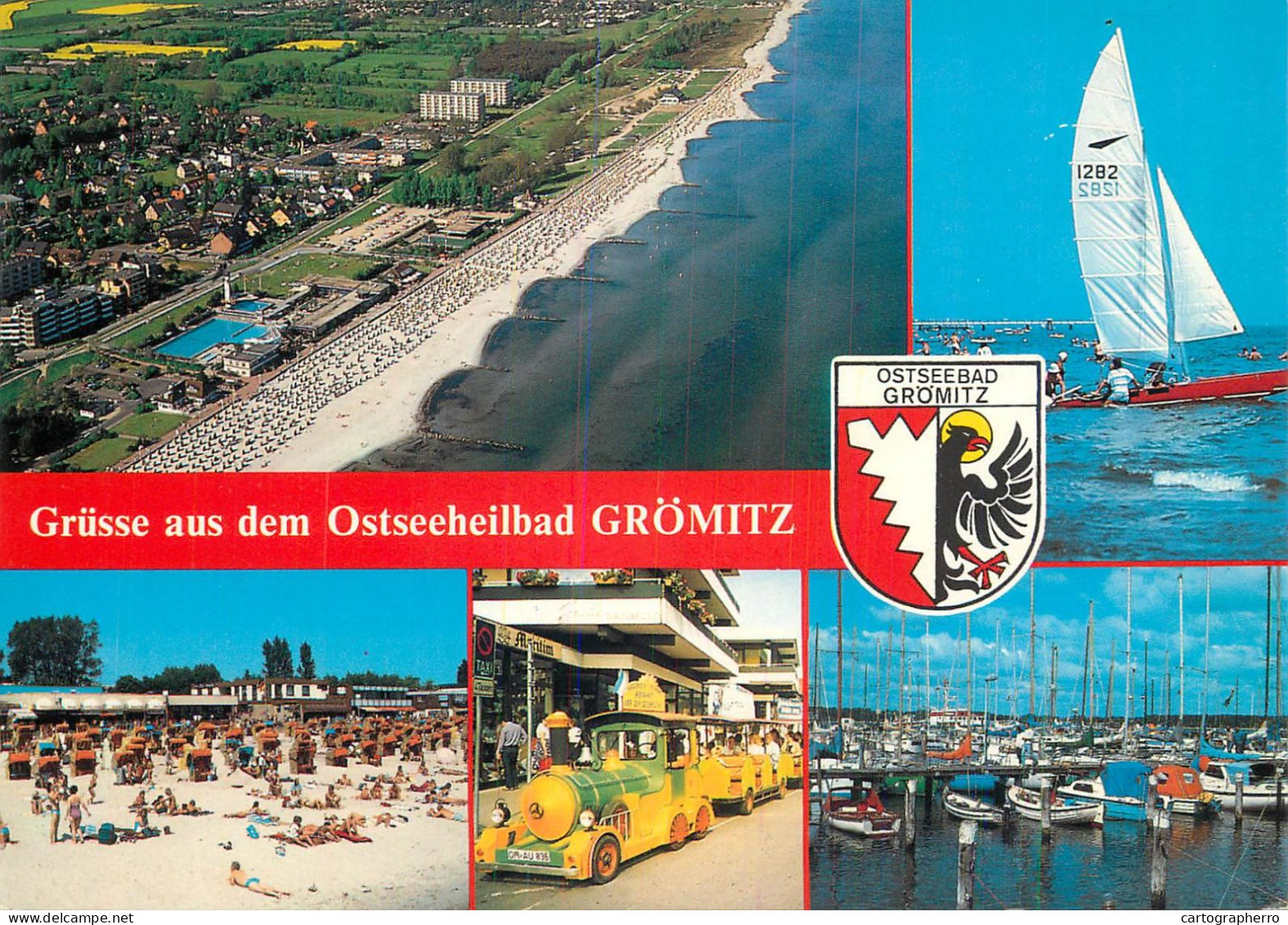 Navigation Sailing Vessels & Boats Themed Postcard Ostseeheilbad Gromitz Bus Windsurf - Voiliers