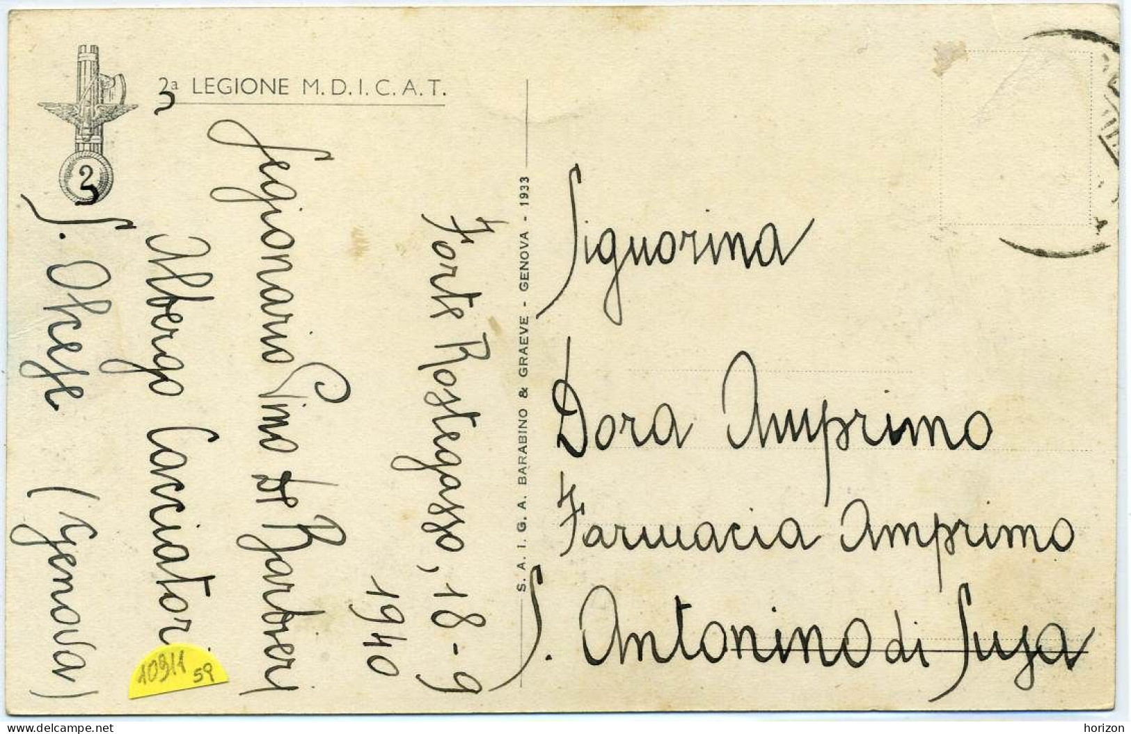 G.221  Genova - 2a  LEGIONE M.D.I.C.A.T. - "Malas Adversus Alas"  - "Januae Pro Janua" - 1940 - Oorlog 1939-45