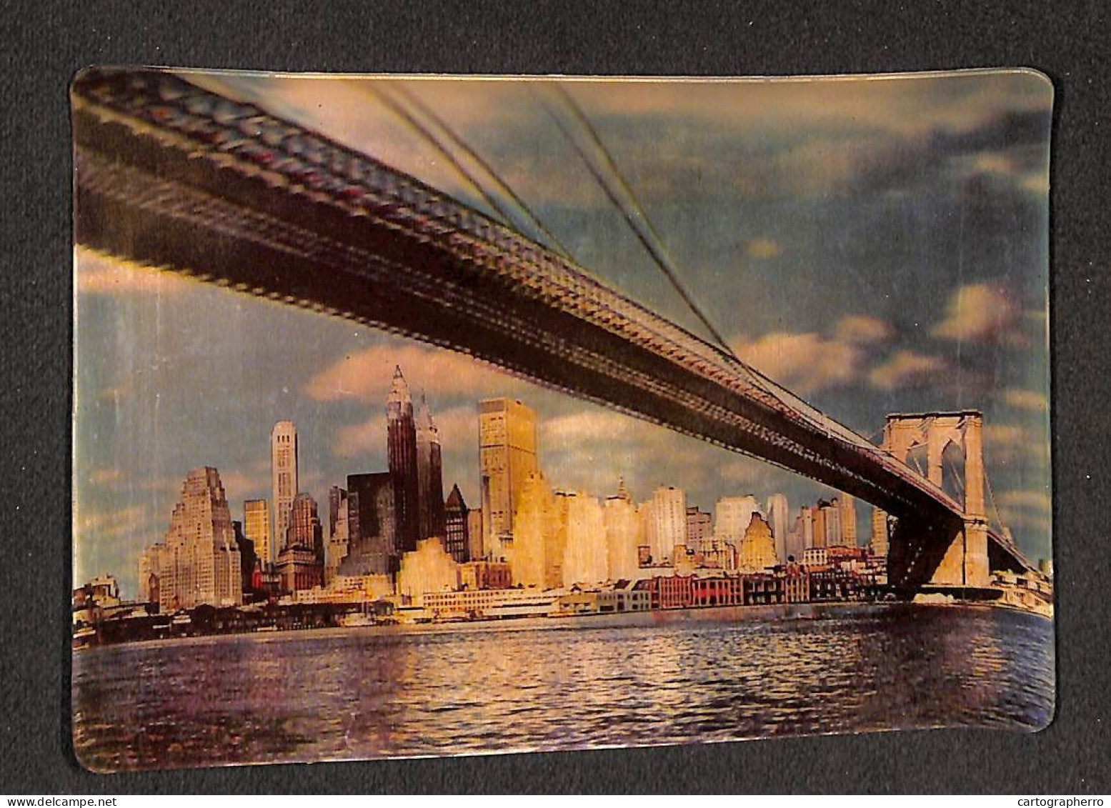 United States New York Brooklyn Bridge Lenticular Stereo 3D Postcard Format 11 X 16 Cm - Puentes Y Túneles