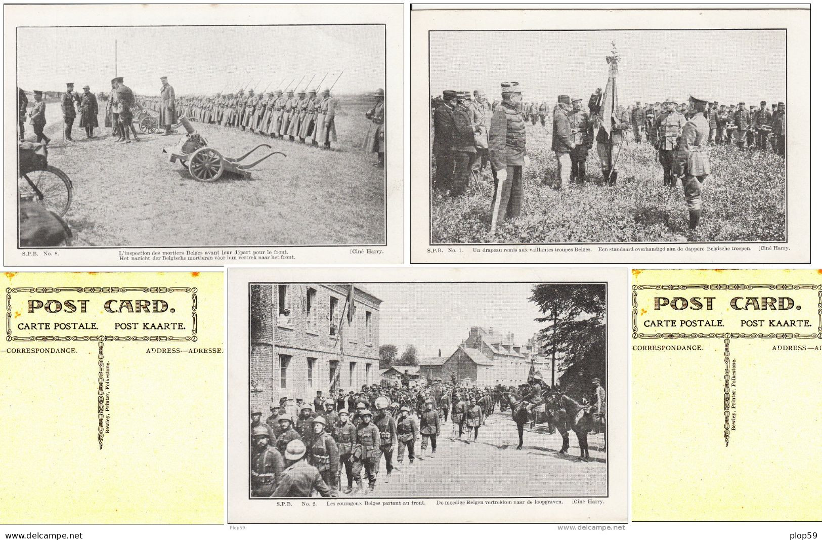 Lot 3 Cpa Courageux Belges Partant Au Front WWI De Moedige Belgen Vertrekkennaar De Loopgraven Les Mortier Le Drapeau - Otros & Sin Clasificación