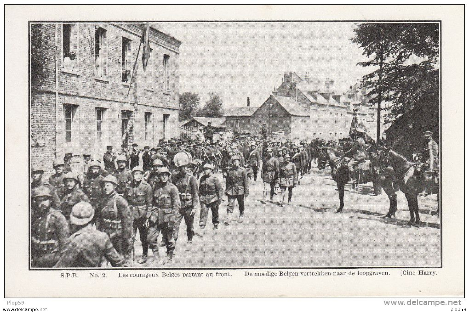 lot 3 cpa courageux belges partant au front WWI de moedige belgen vertrekkennaar de loopgraven les mortier le drapeau