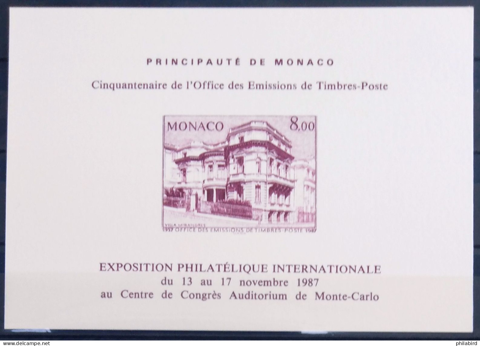 MONACO                              Expo Philatélique Internationale 1987                             NEUF** - Autres & Non Classés