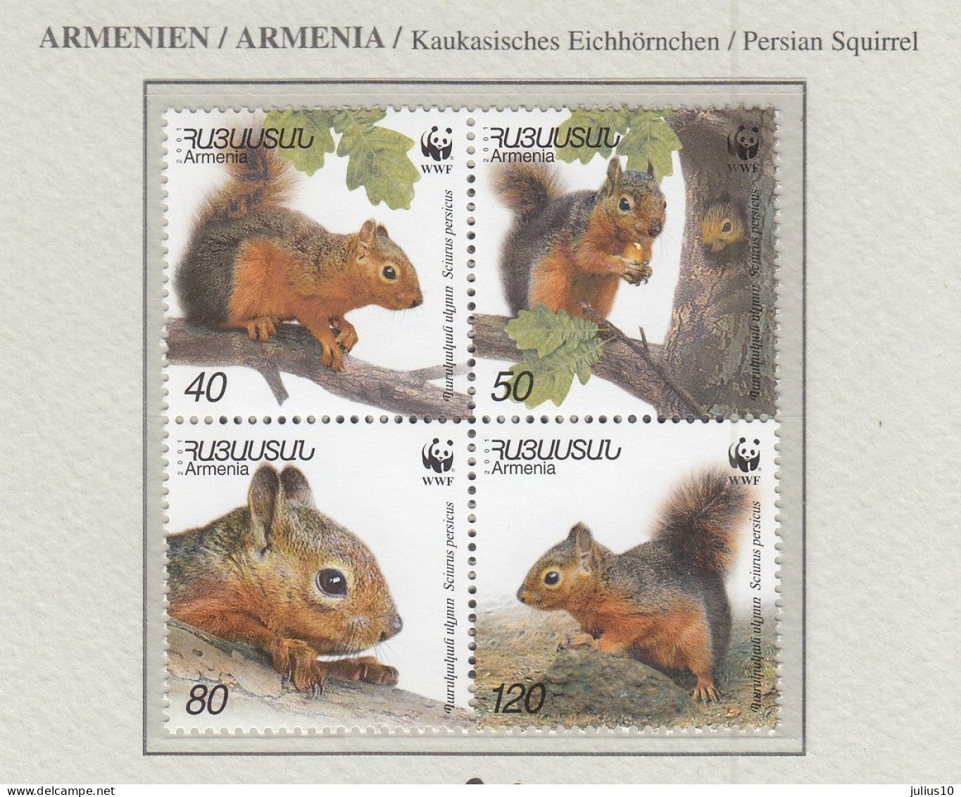 ARMENIA 2001 WWF Anomal Squirrel Mi 435-438 MNH(**) Fauna 638 - Unused Stamps