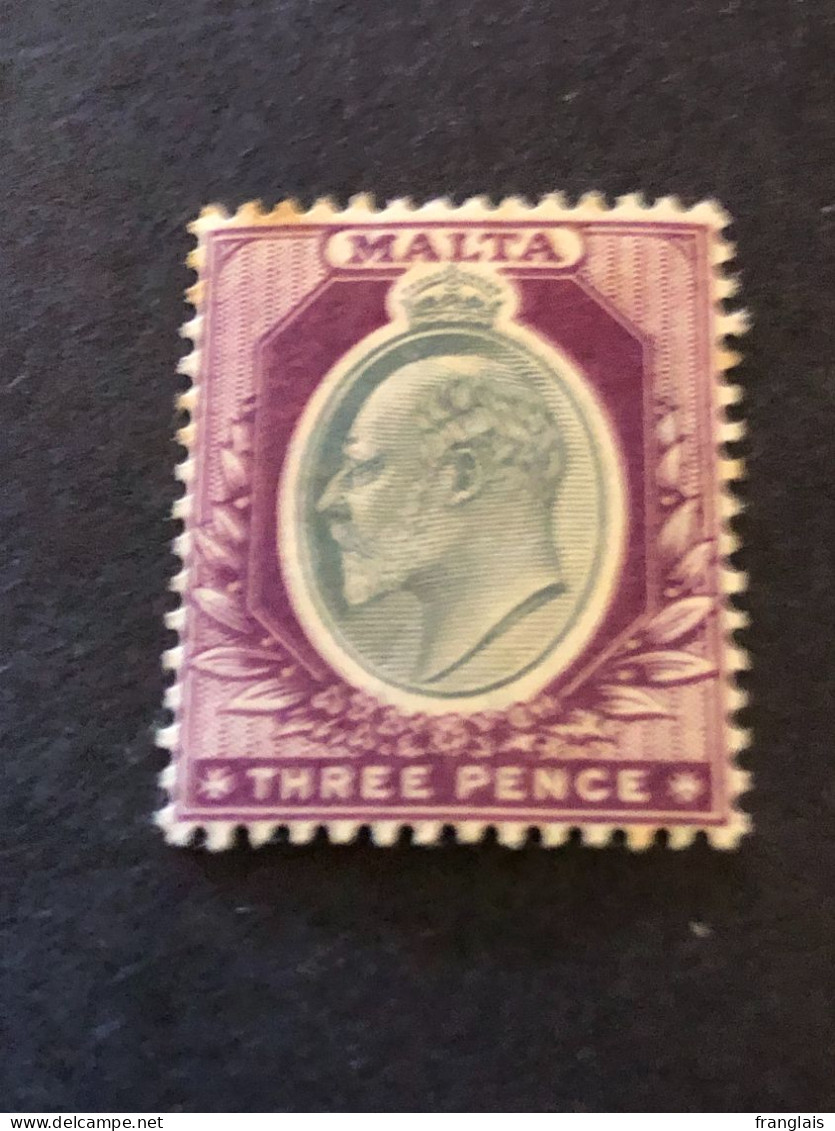 MALTA  SG 42  3d Purple And Grey  MH* - Malta (...-1964)