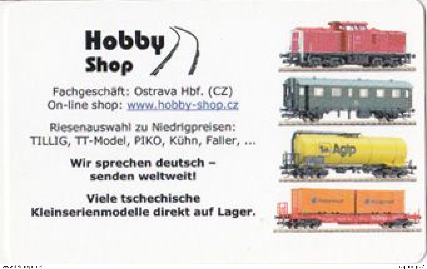 Model Trains, Locomotive, Wagons, Hobby Shop Ostrava, Czech Rep., 2009, 85 X 55 Mm - Kleinformat : 2001-...