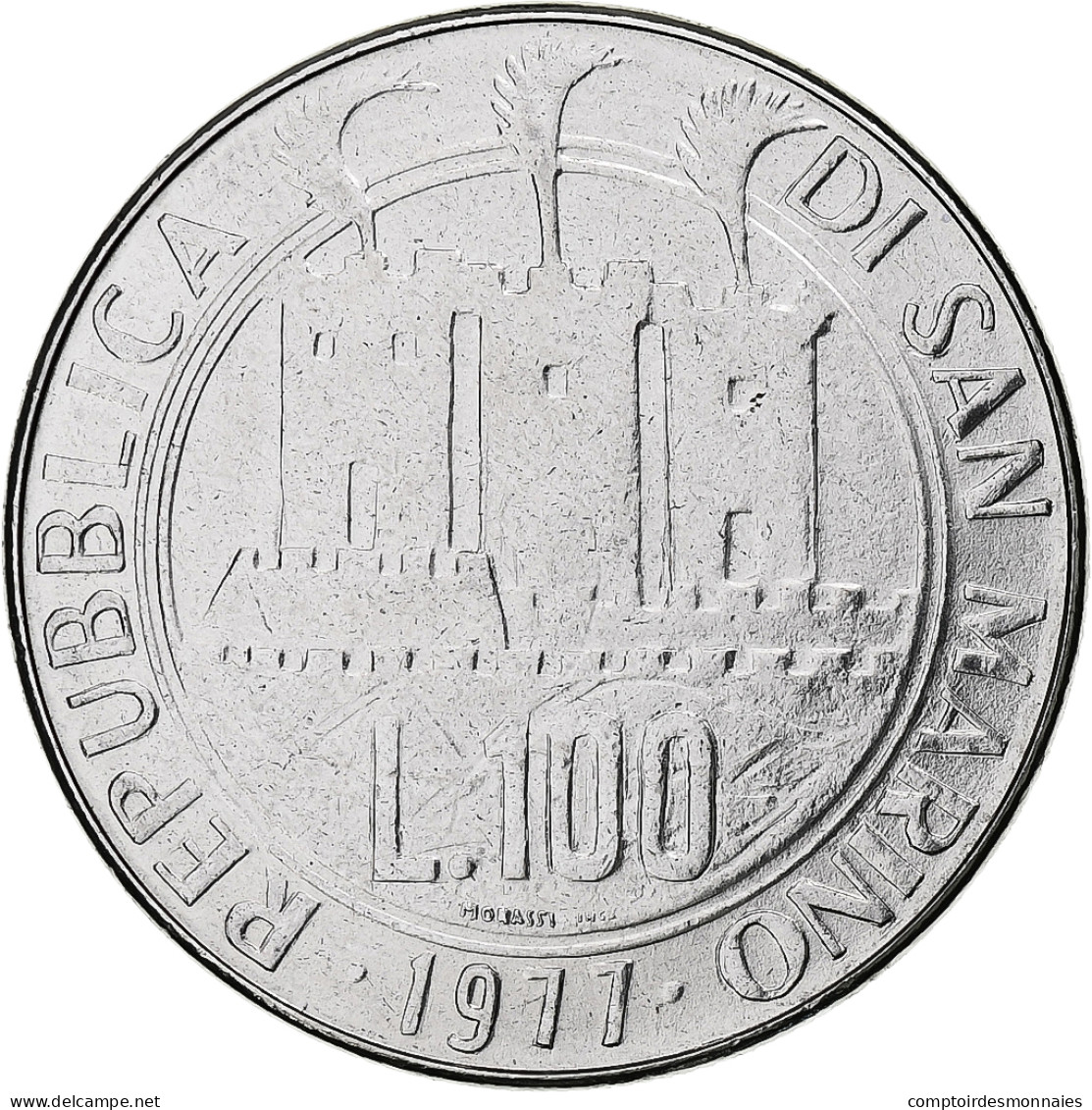 Saint Marin , 100 Lire, Protection Of Nature, 1977, Rome, BU, Acier Inoxydable - Saint-Marin