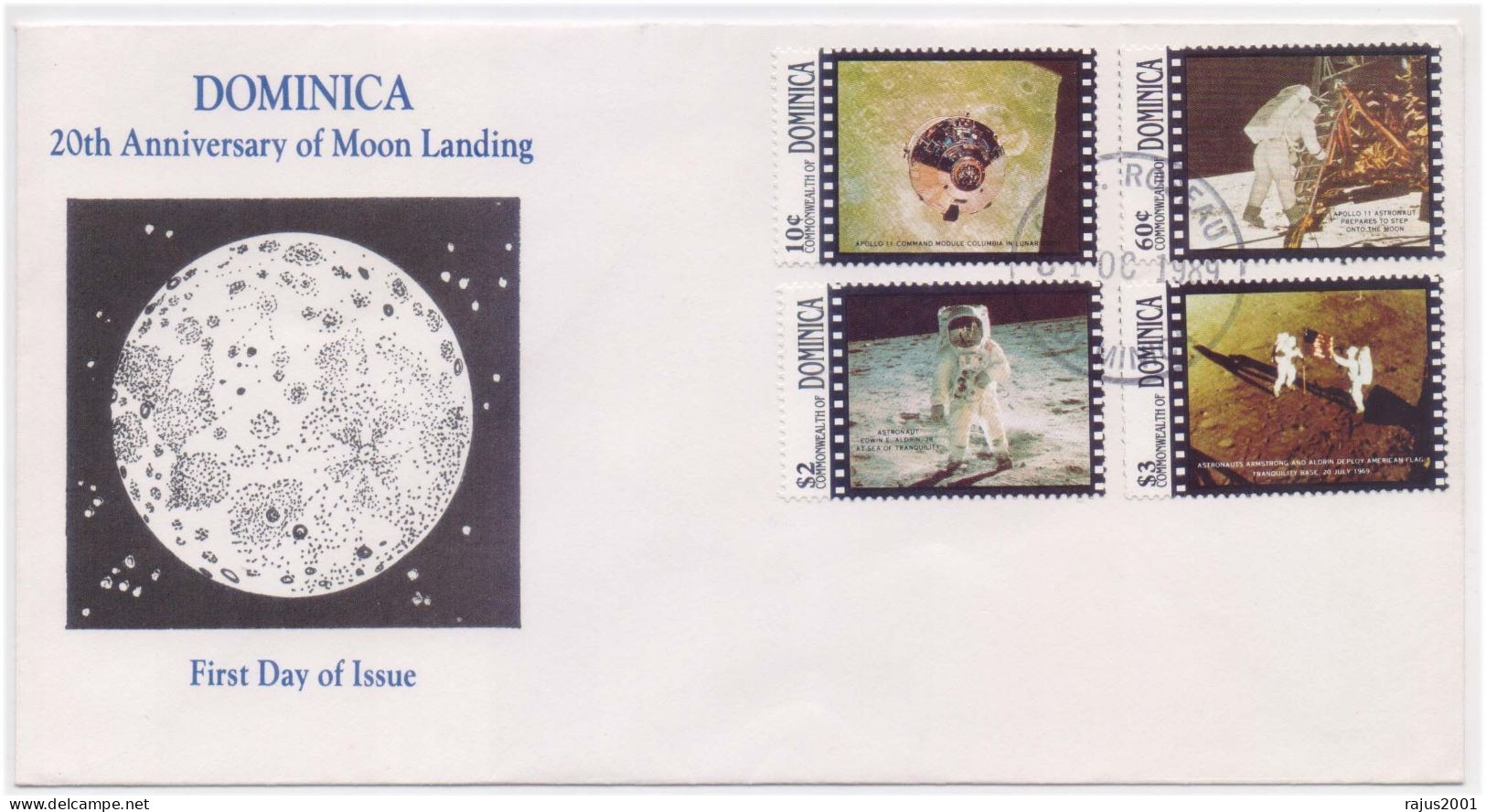 NASA  Apollo II Mission, Module Columbia, Lunar Module Eagle First Landing On The Moon, Space, Science, Astronomy FDC - Astronomy