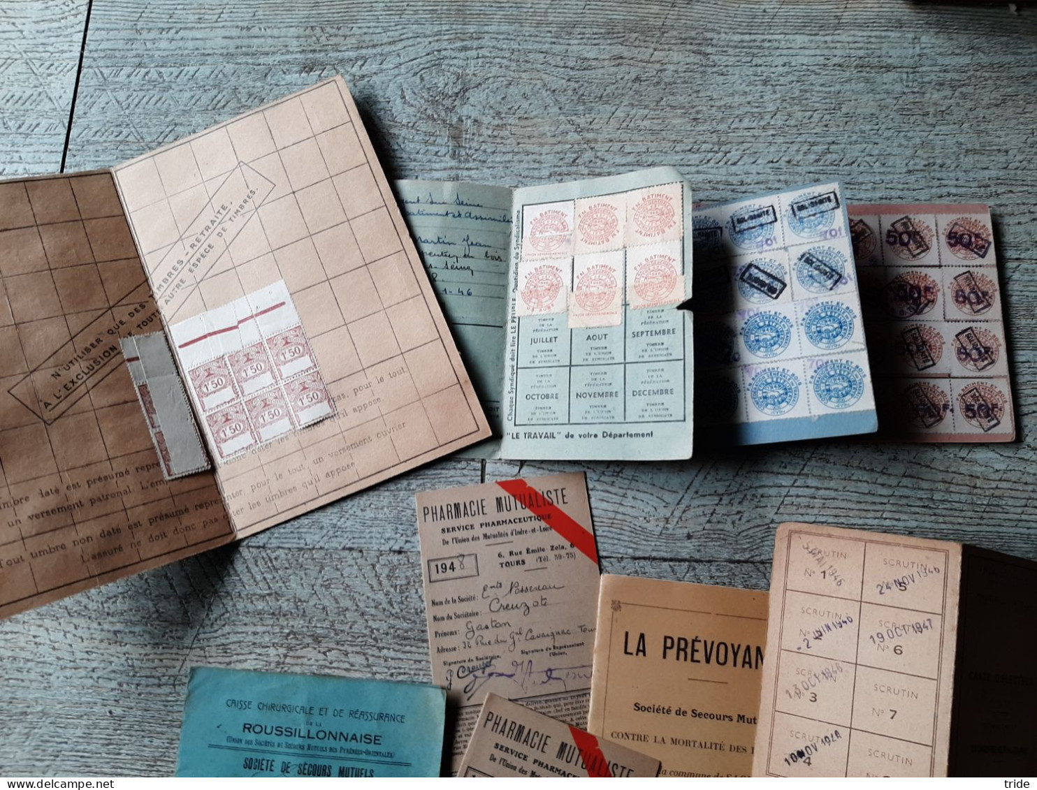 9 Documents Cartes CGT électeur Pharmacie Mutualiste Retraites Ouvrières Caisse Chirurgicale - Mitgliedskarten