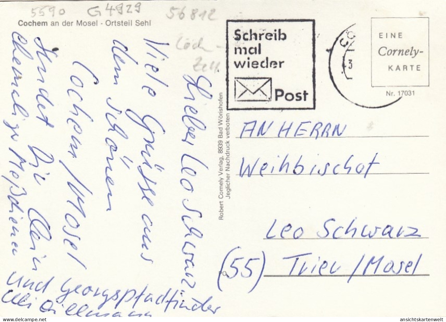 Cochem A.d. Mosel, Ortsteil Sehl Glum 1960? #G4929 - Otros & Sin Clasificación