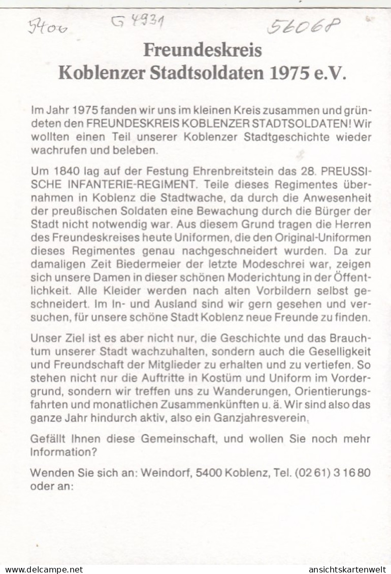 Koblenz Am Rhein, Gasthof Weindorf, Stadtsoldaten Ngl #G4931 - Other & Unclassified