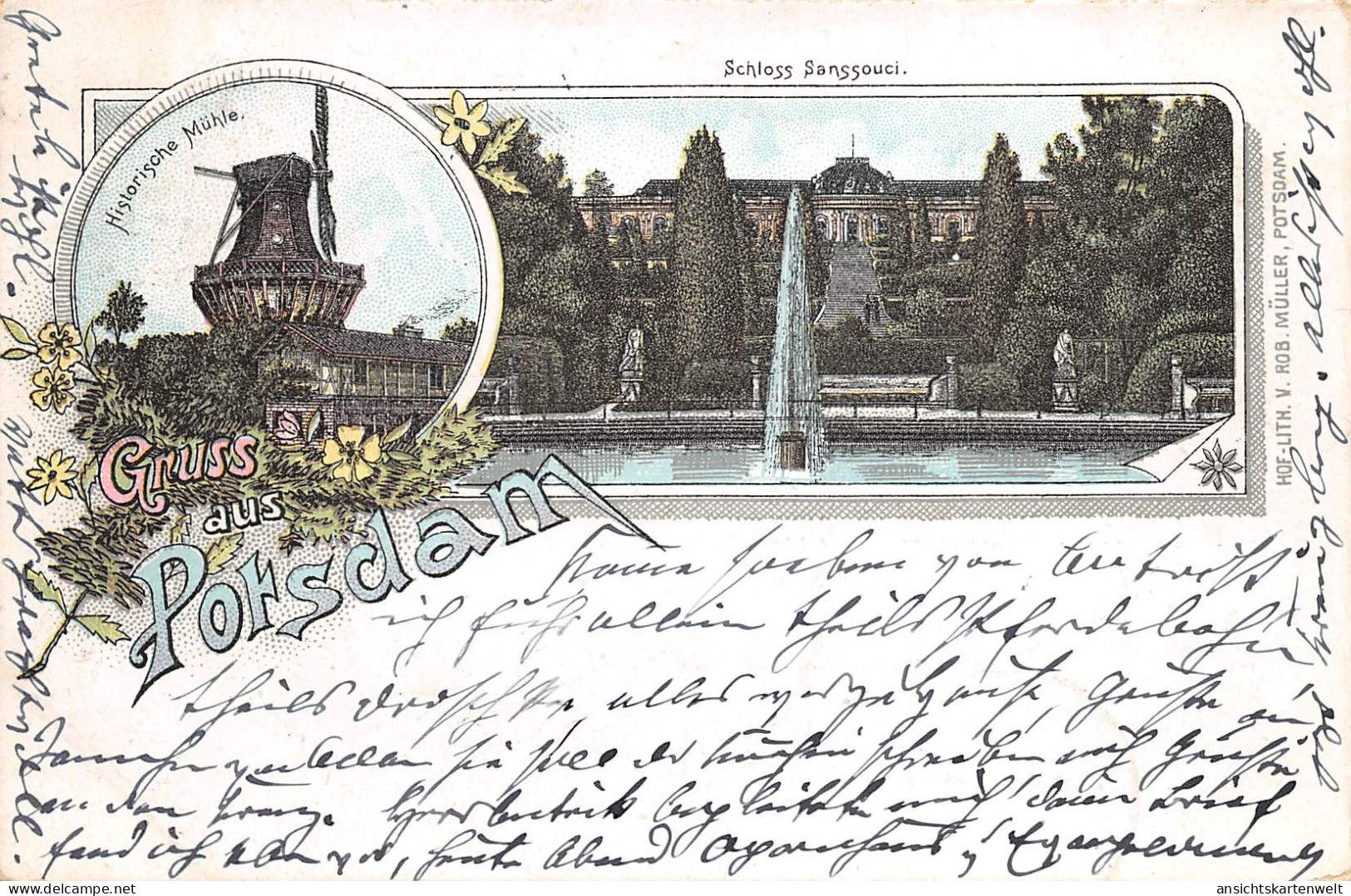 Potsdam Sanssouci Litho Historische Mühle Gl1896 #168.488 - Altri & Non Classificati