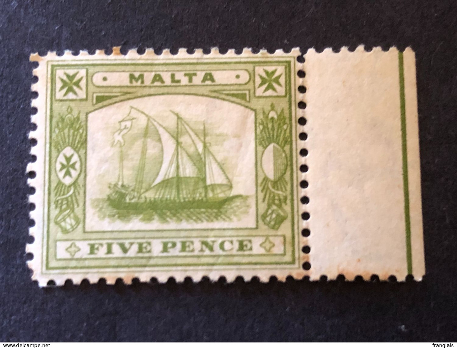 MALTA  SG 60  5d Pale Sage Green  MH - Malta (...-1964)