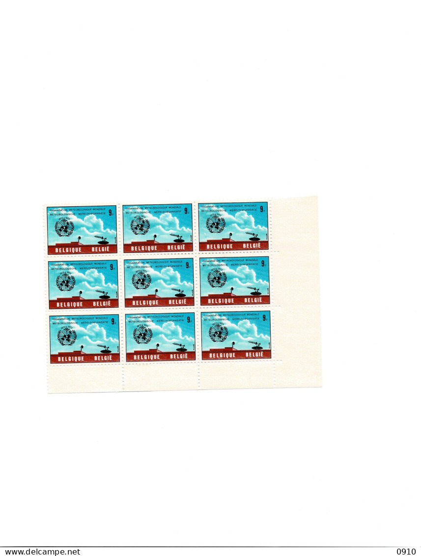 1661-100STE VERJAARDAG METEOROLOGISCHE WERELDORGANISATIE-1973-BLOK VAN 9 STUKS - Unused Stamps