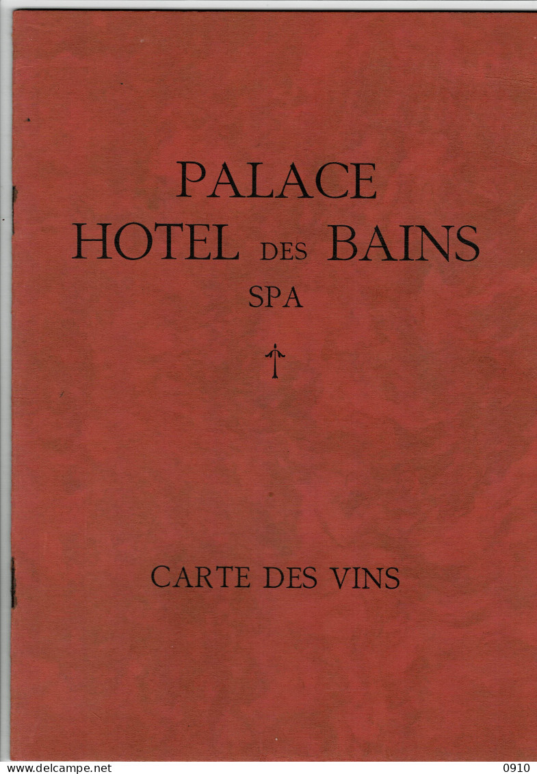 CARTE DES VINS-1936-PALACE HOTEL DES BAINS-SPA-IMPRIMERIE GODENNE,NAMUR - Menus