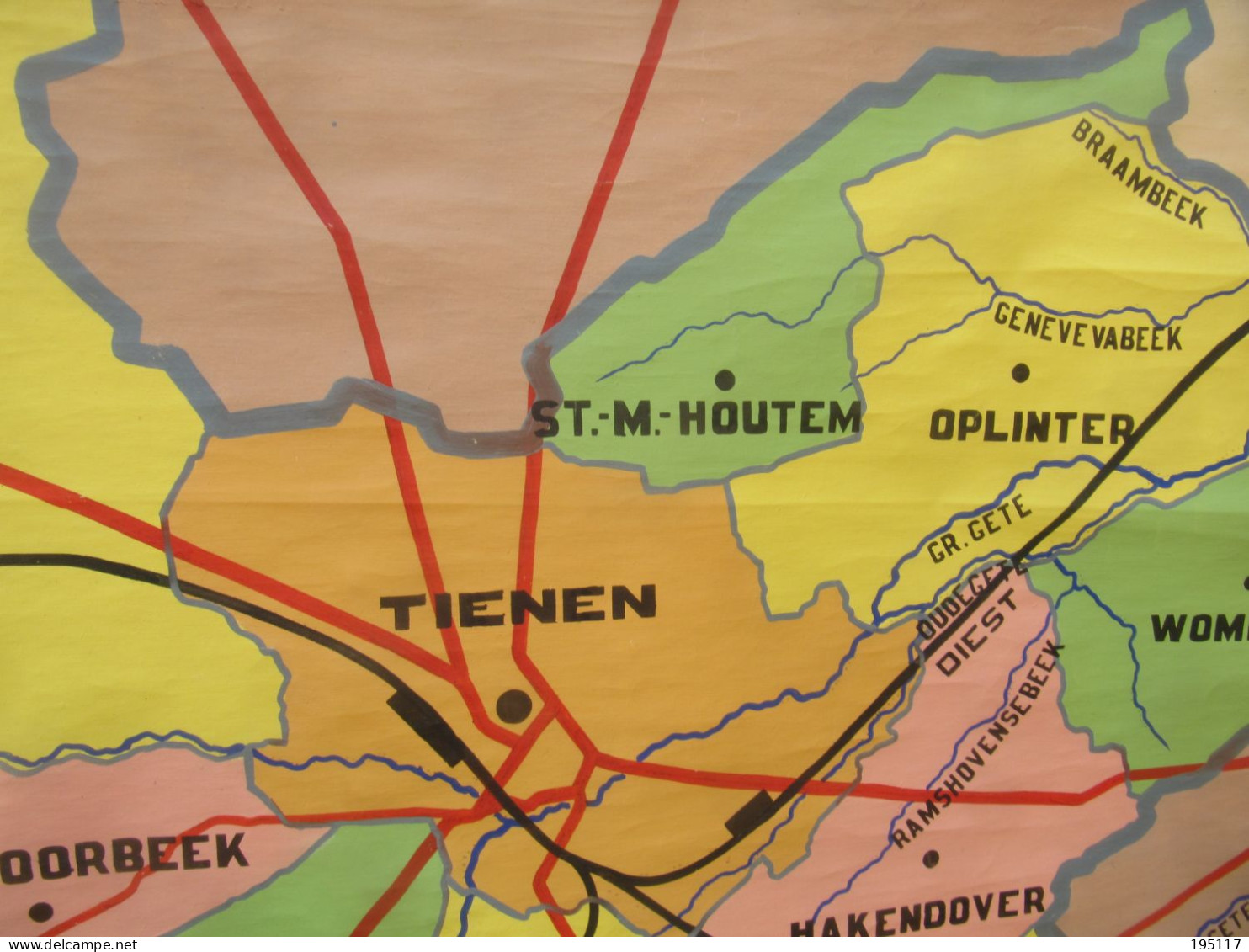 Tienen -hakendover- Omgeving Kaart Tienen En Omgeving - Op Linnen - 1,54 M Op 1,14 M - Tienen