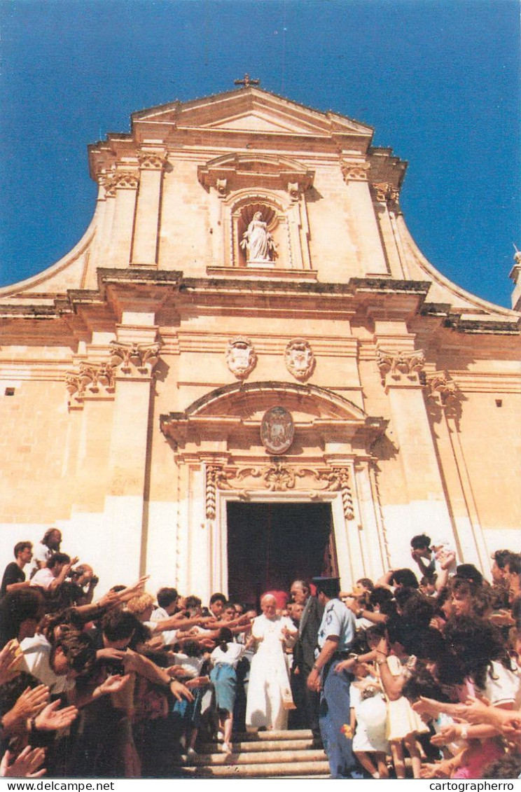 Pope John Paul II Papal Travels Postcard Malta - Papas