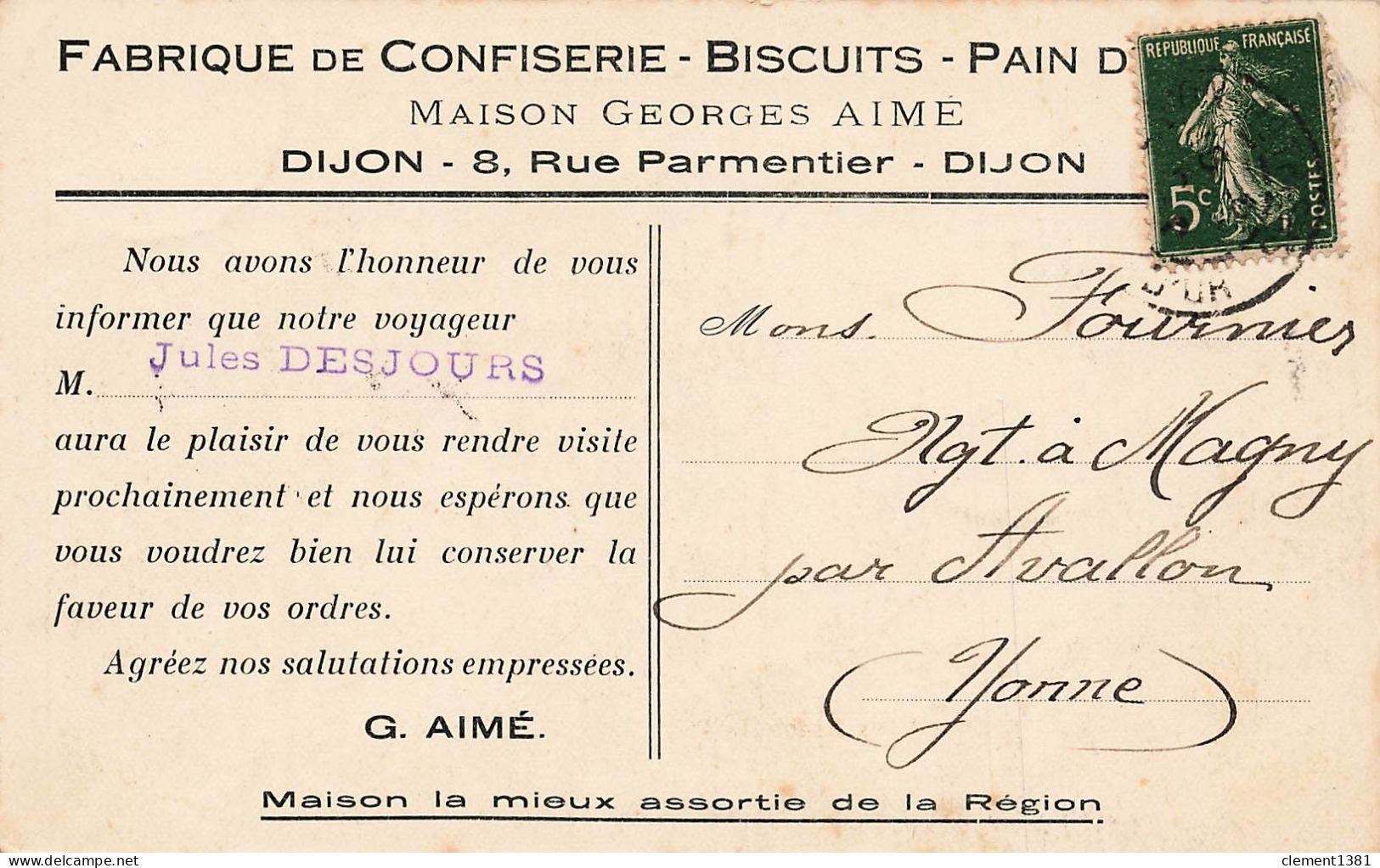 Dijon Hotel De Ville Publicite Maison Georges Aime Fabrique De Confiserie Biscuits - Dijon