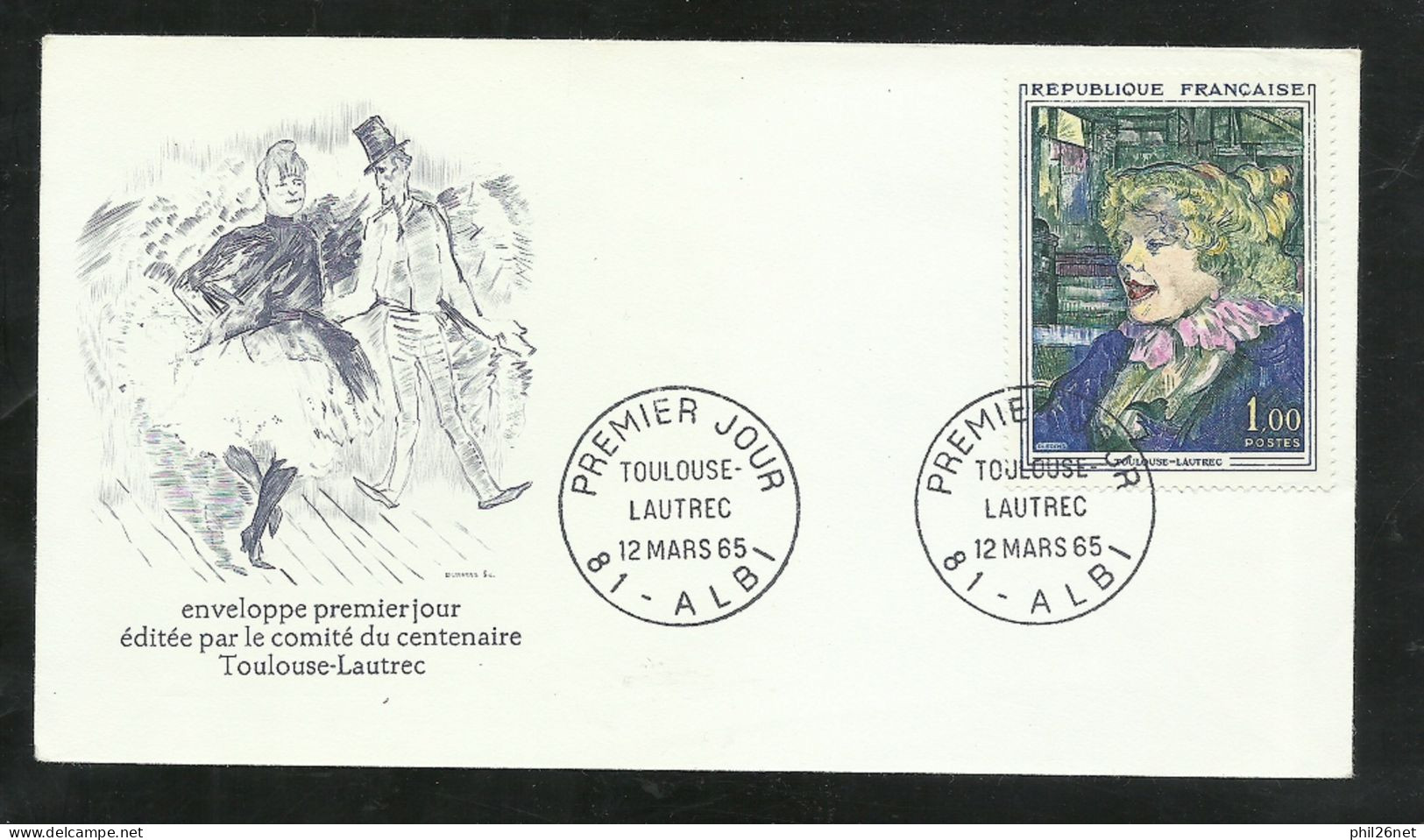 FDC  Lettre Premier Jour Illustrée  N° 1426 Albi Le 12/03/1965  Toulouse-  Lautrec        B/TB Voir Scan Soldé ! ! ! - 1960-1969
