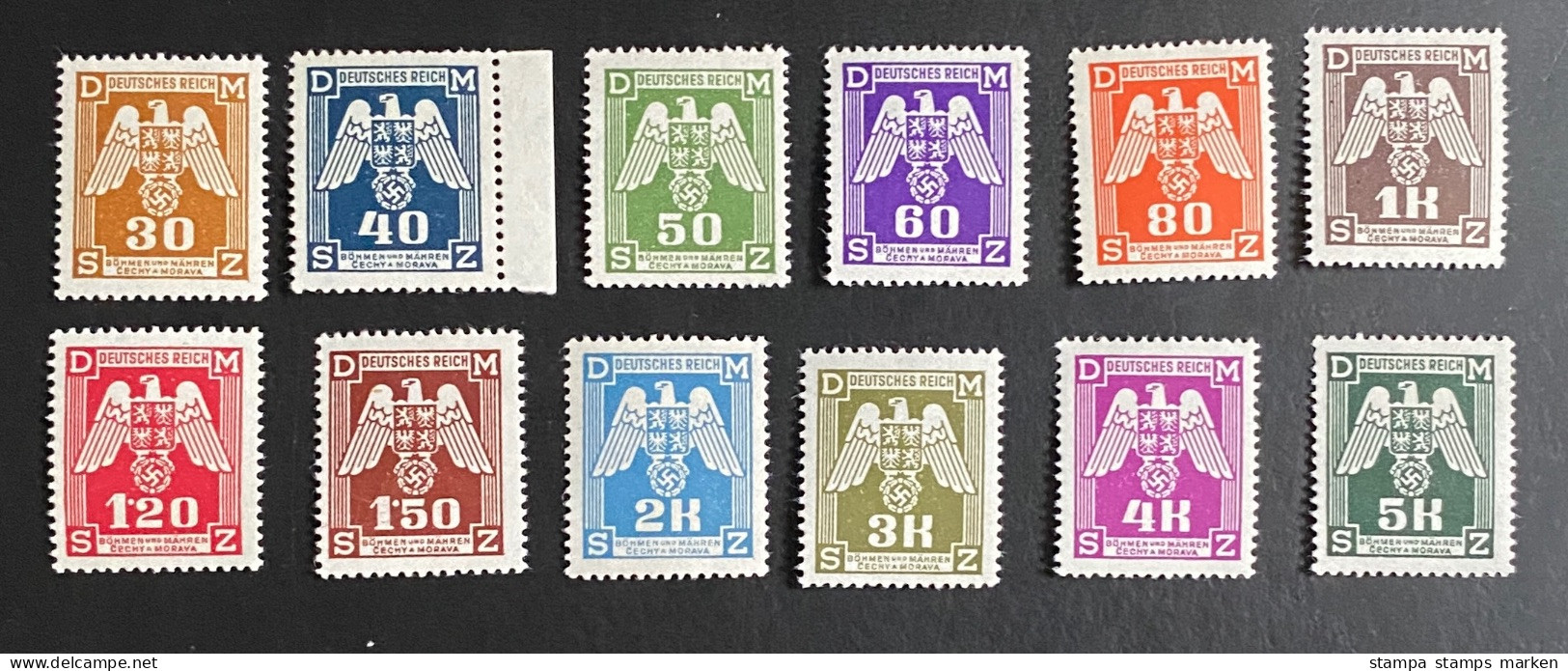 Deutsches Reich Böhmen Und Mähren 1943 Dienstmarken Mi. 13 - 24 Postfrisch/** MNH - Unused Stamps