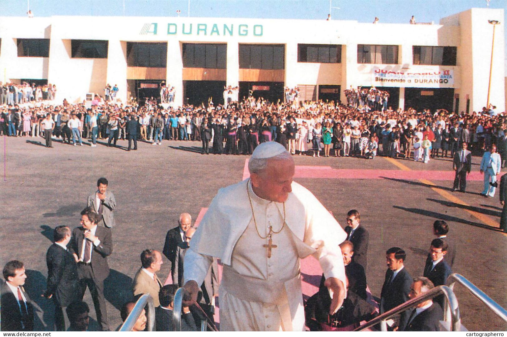 Pope John Paul II Papal Travels Postcard Durango Airport - Papes
