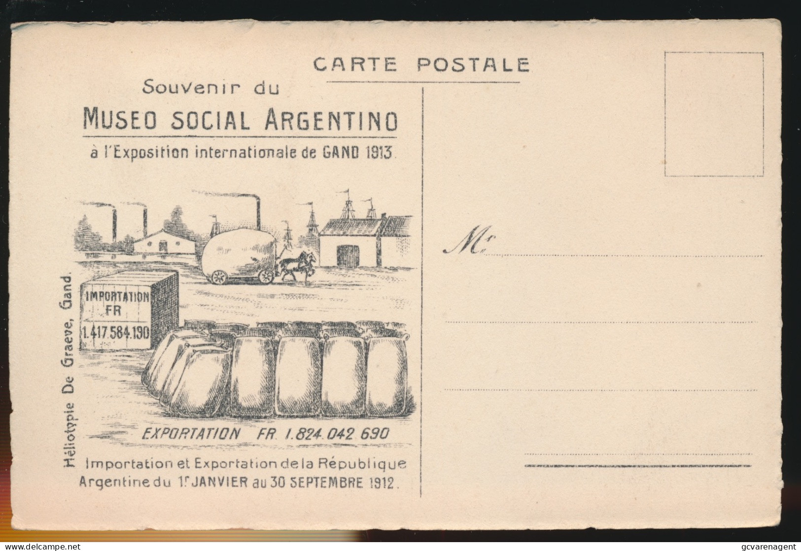 GENT * GAND * EXPO 1913 * SOUVENIR DU MUSEO SOCIAL ARGENTINO =   BANCS POPULAR ARGENTINA   BUENOS  AIRES - Gent