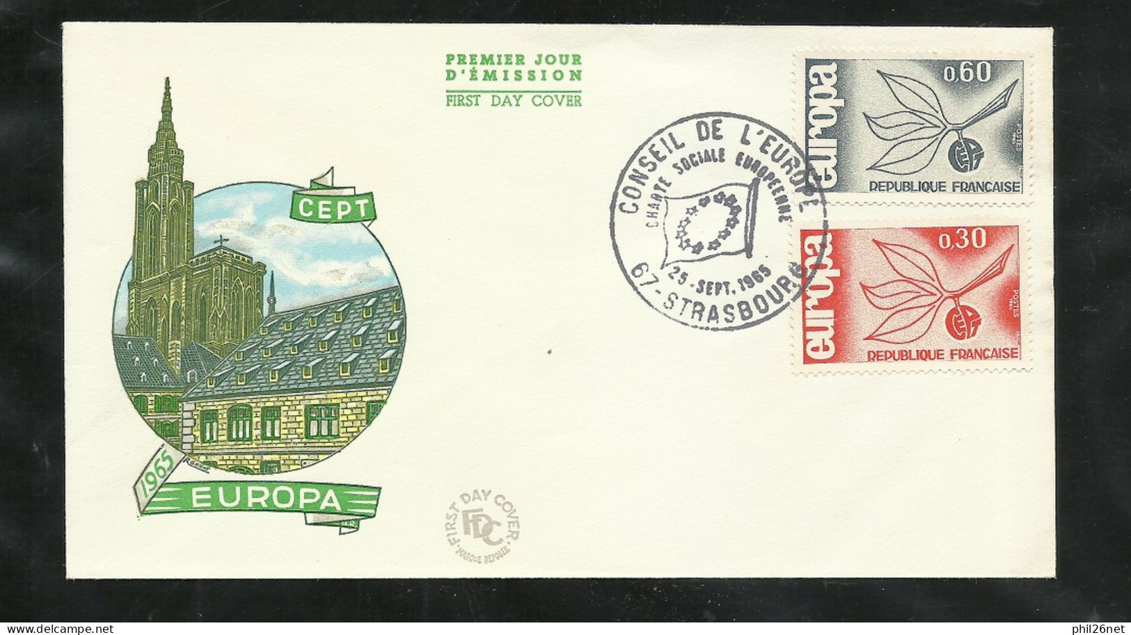 FDC  Lettre Premier Jour Illustrée  N° 1455 Et 1456  Strasbourg Le 25/09/1965  Europa      B/TB Voir Scan Soldé ! ! ! - 1960-1969