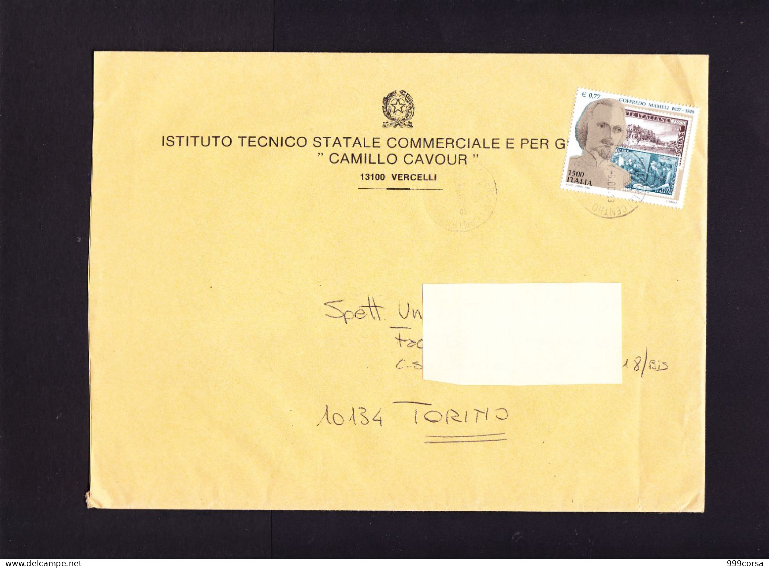 I-6005- ITALIA, Storia Postale, 1999, Goffredo Mameli, Isolato Su Lettera 2° Porto, Busta 24x18 - 1971-80: Marcophilie