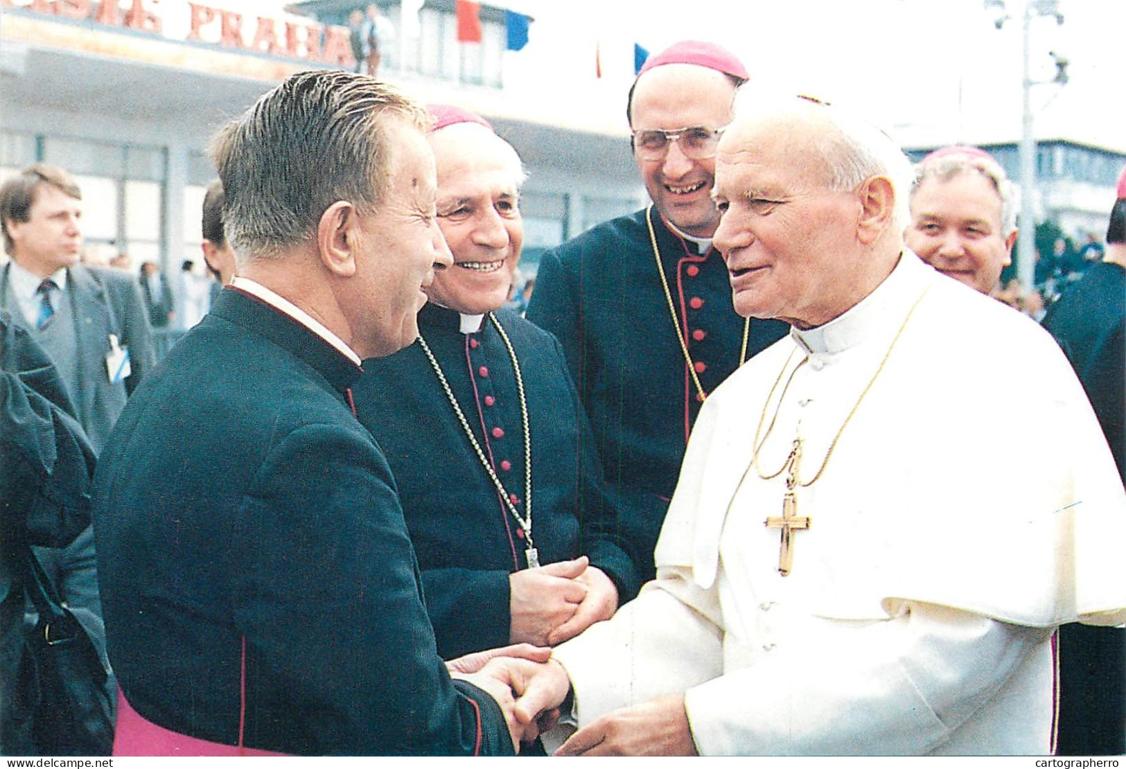 Pope John Paul II Papal Travels Postcard Czechia Praha - Popes