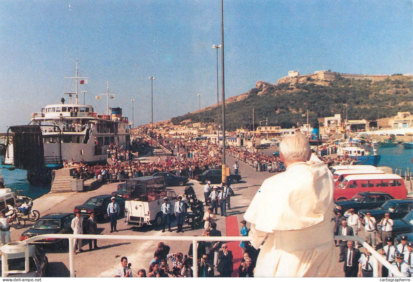 Pope John Paul II Papal Travels Postcard Malta Mellieħa - Papas