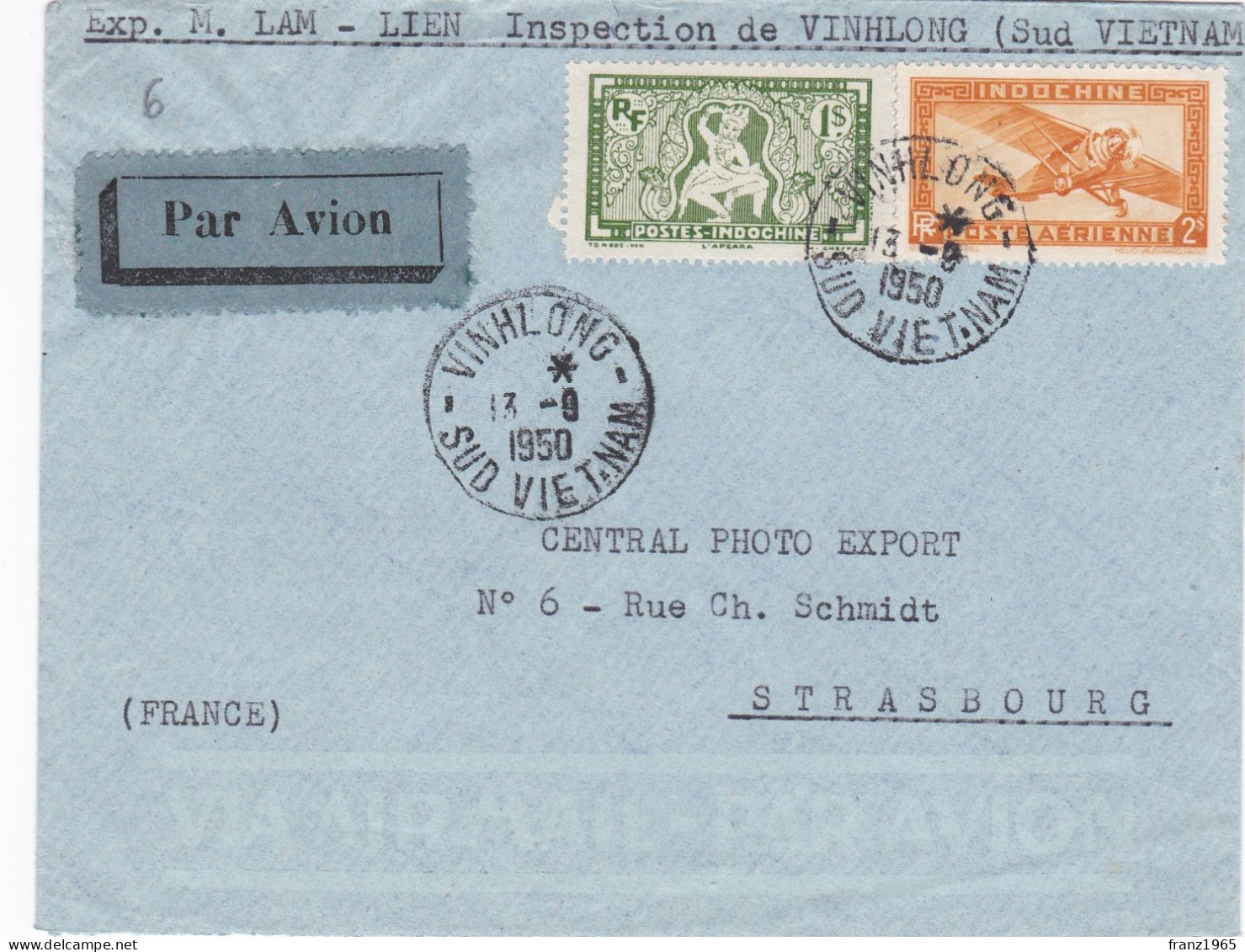 From Indochina To France - 1950 (Vinhlong) - Lettres & Documents