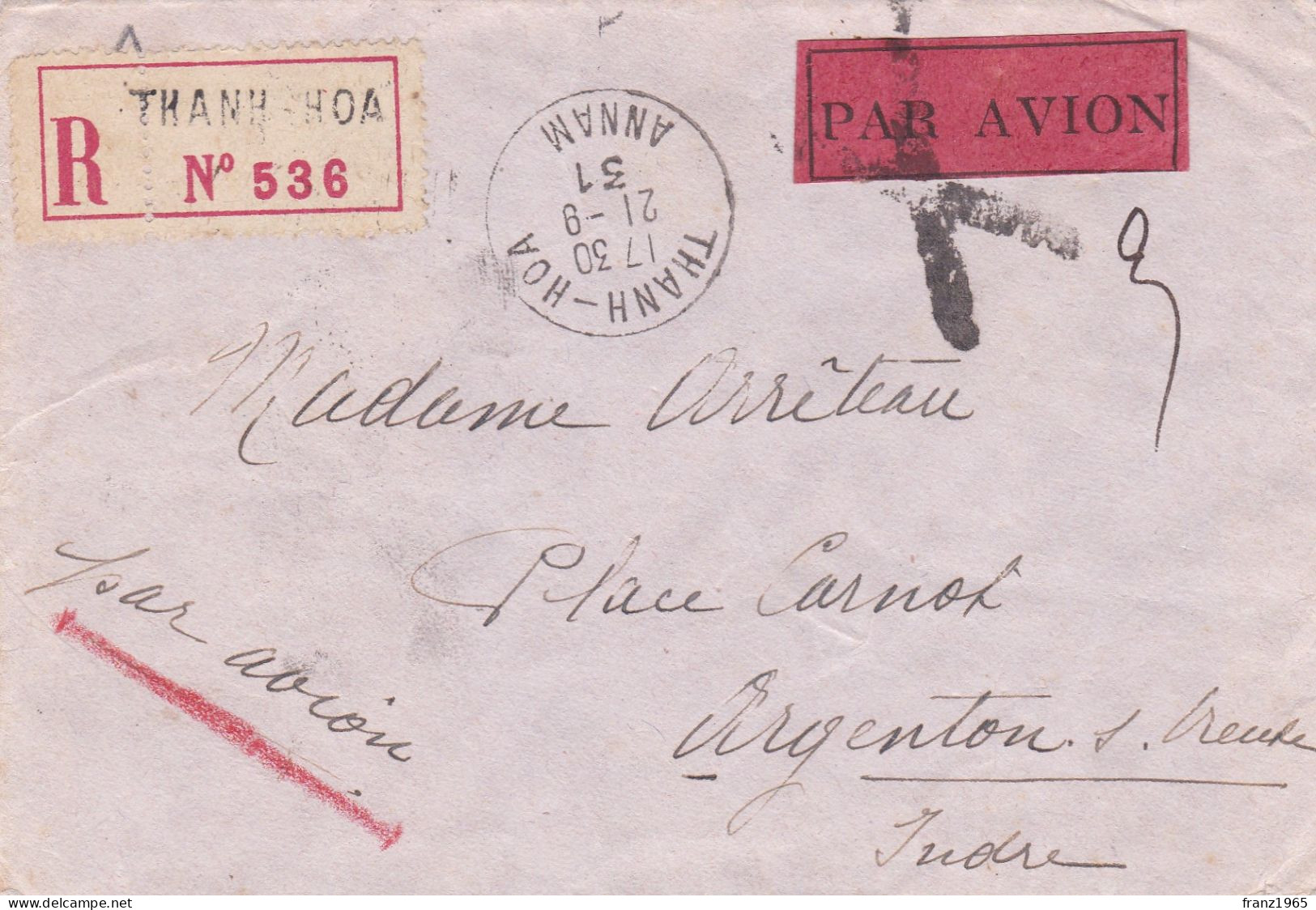 From Indochina To France - 1931 (Thanh-Hoa) - Lettres & Documents