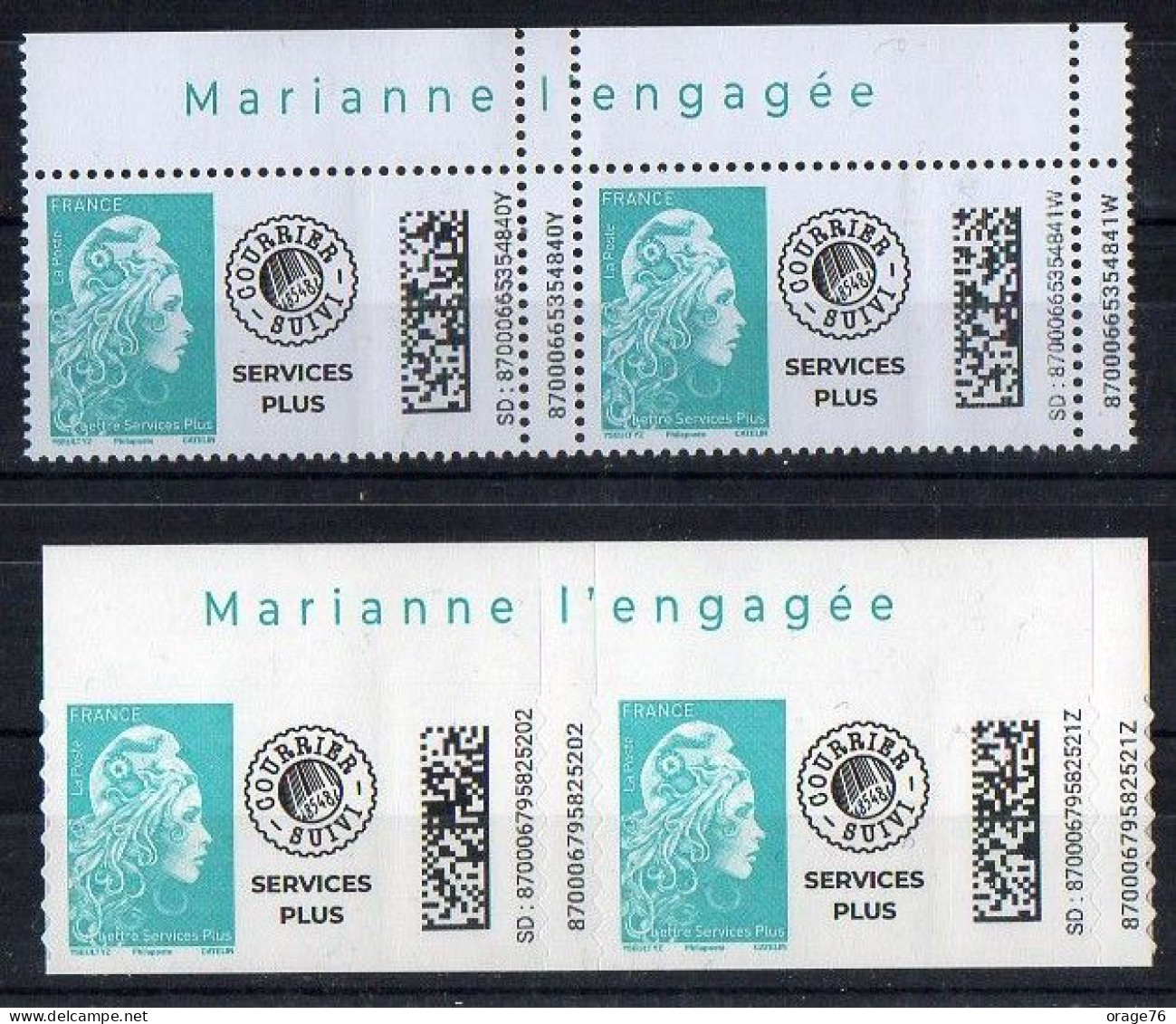 4 TIMBRES  LETTRE SERVICE PLUS ( 2 Gommées + 2 Adhésifs ) - Haut De Feuille - TTB - Unused Stamps