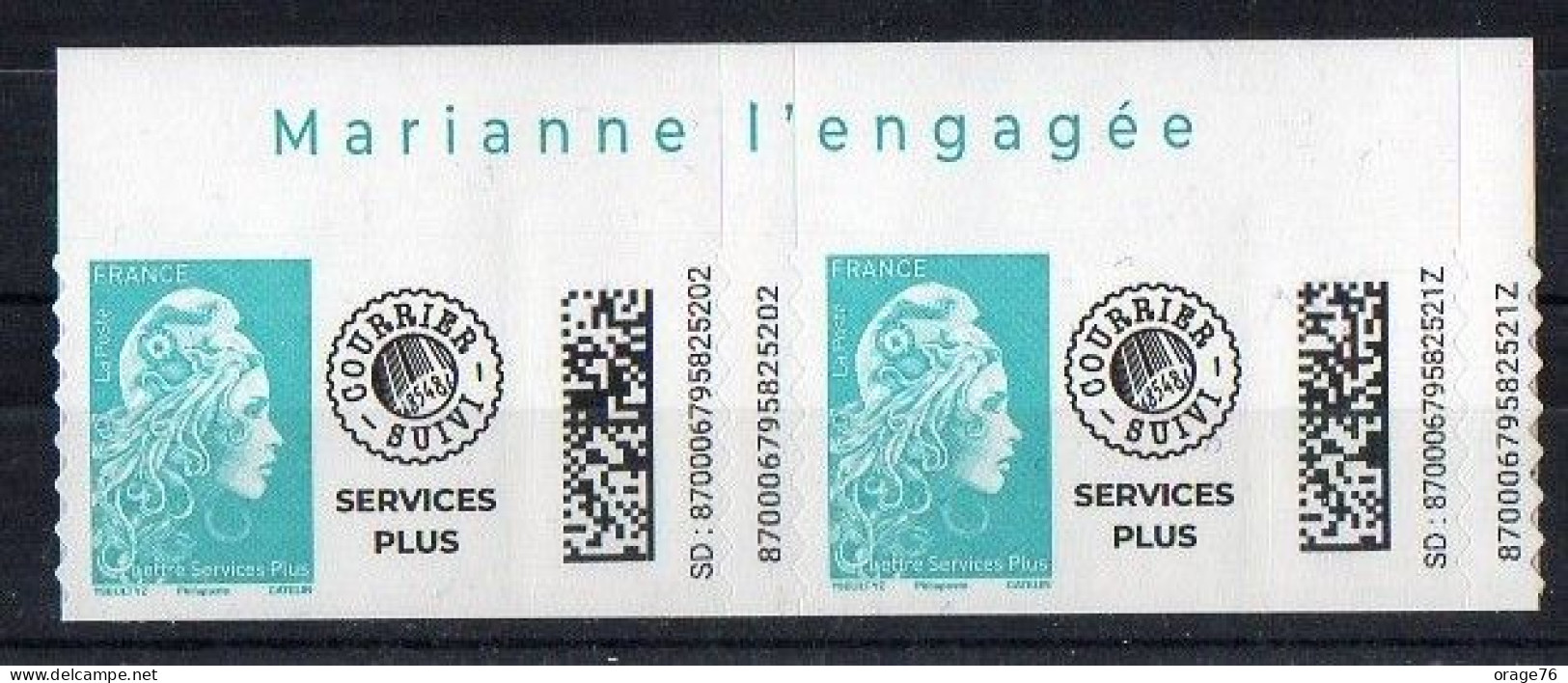 2 TIMBRES  LETTRE SERVICE PLUS ( 2 Adhésifs ) - Haut De Feuille - TTB - 2018-2023 Marianne L'Engagée