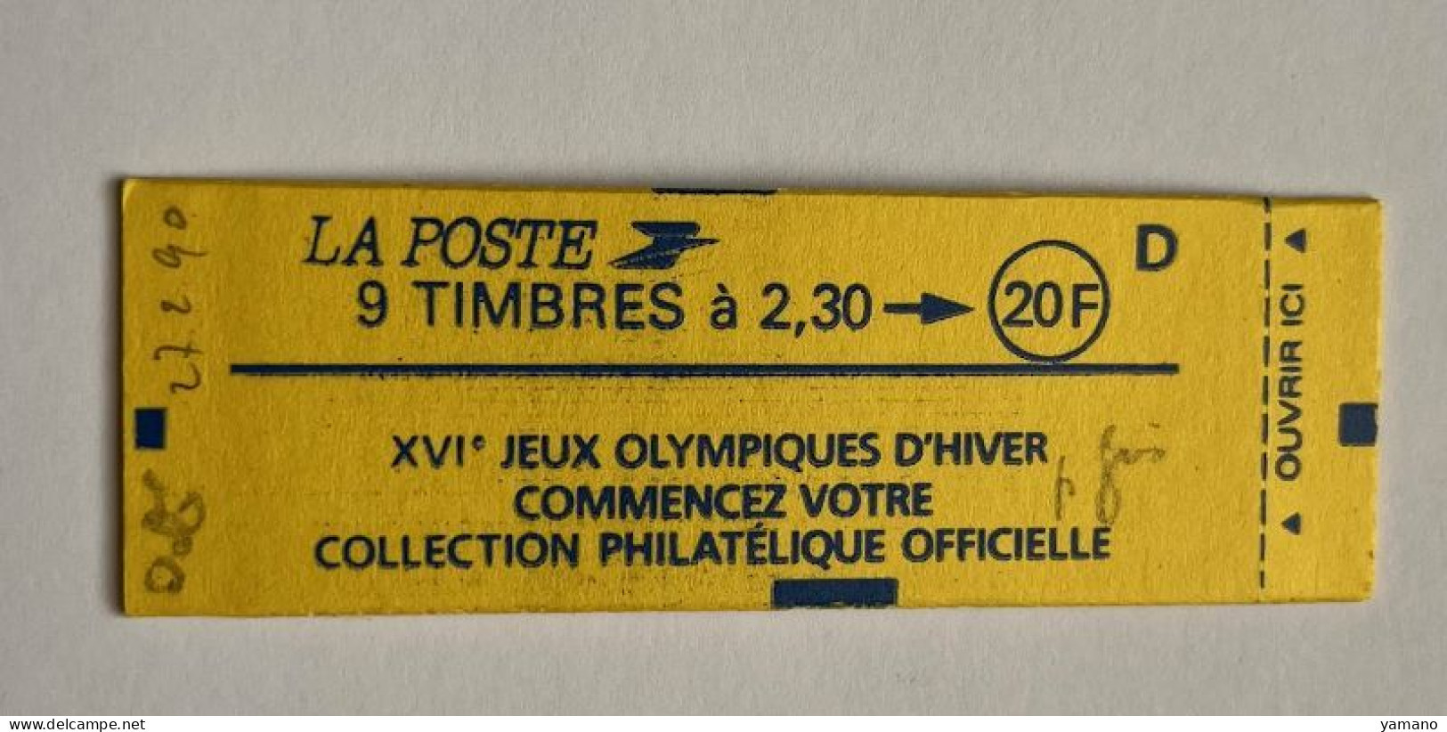 BRIAT 2.30 F Rouge - Carnet YT 2614 C8  - Jeux Olympiques D' Hiver - Fermé ,  Daté 7. 27/2/90 , Conf 9 - Andere & Zonder Classificatie