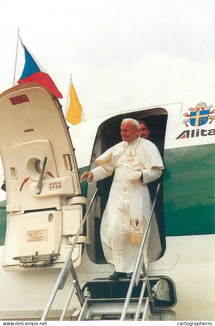 Pope John Paul II Papal Travels Postcard Prague - Papi