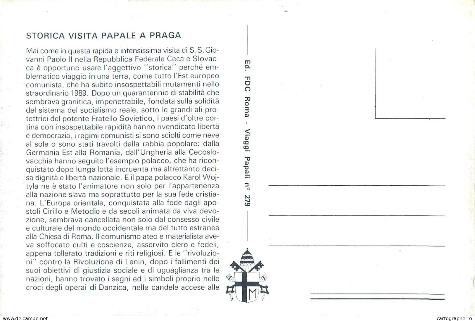 Pope John Paul II Papal Travels Postcard Prague - Papi