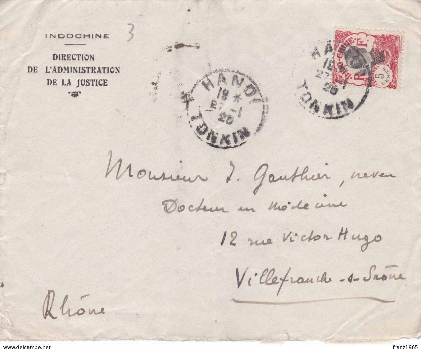 From Indochina To France - 1925 (Hanoi) - Storia Postale