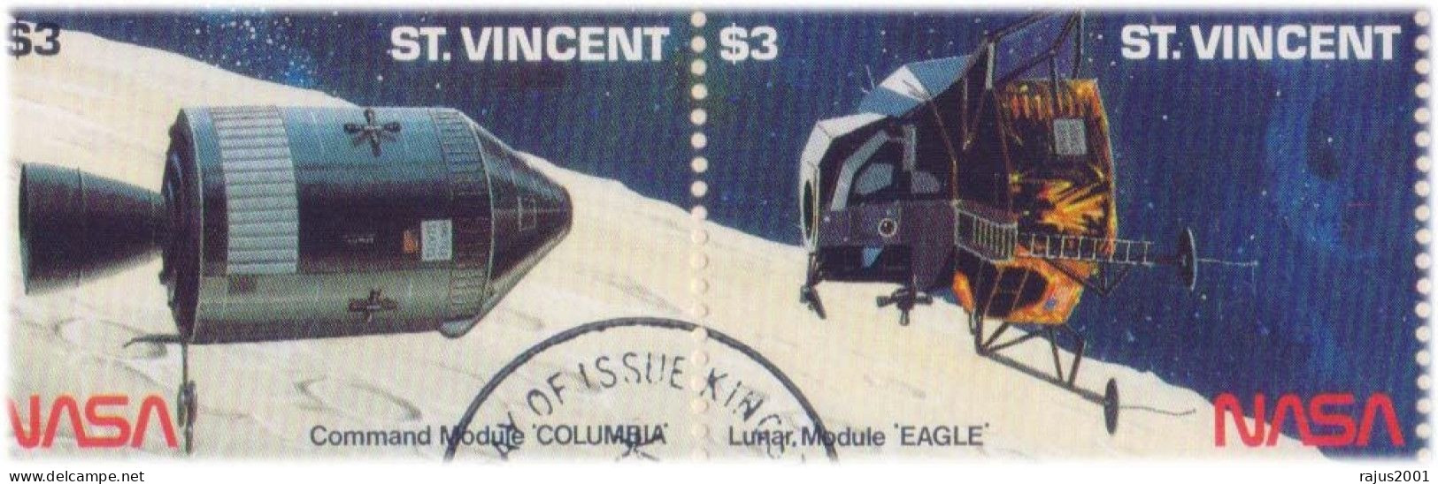 NASA  Apollo II Mission, Module Columbia, Lunar Module Eagle First Landing On The Moon, Space, Science, Astronomy MS FDC - Sterrenkunde