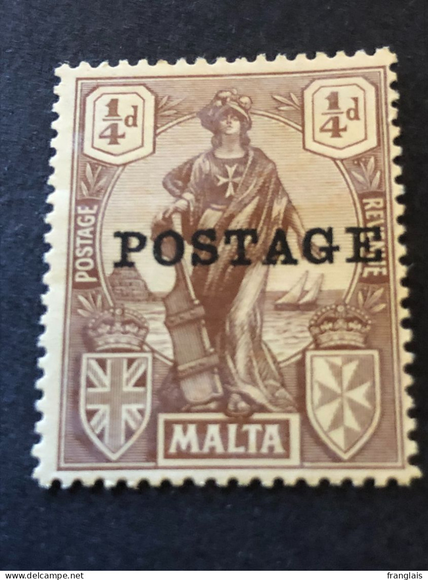 MALTA  SG 143  ¼d Brown  MH* - Malta (...-1964)