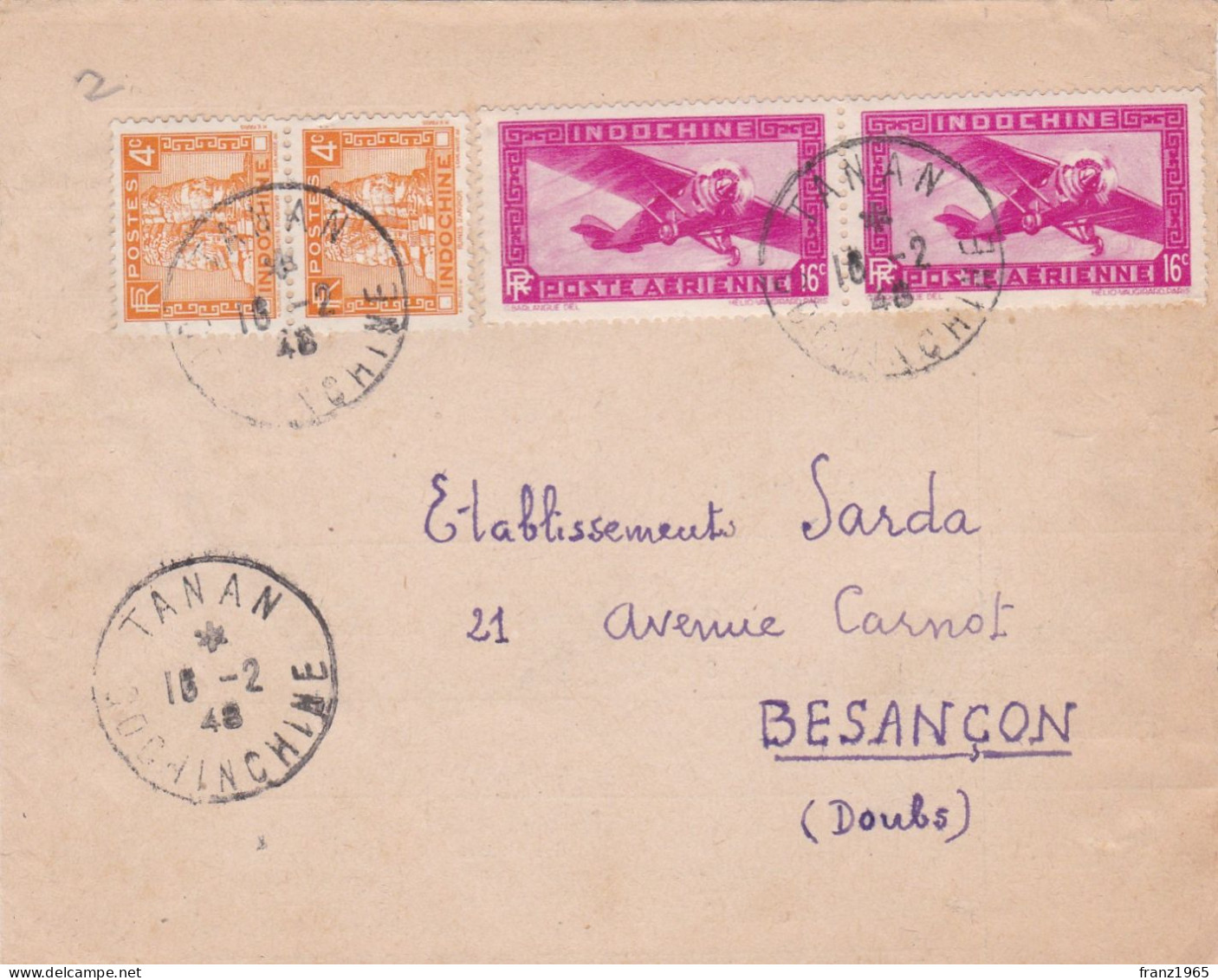 From Indochina To France - 1948 (Tanan) - Covers & Documents